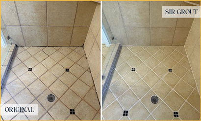 Shower Before and After a Superb  Grout Cleaning in McKinney, TX