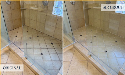 Shower Before and After a Flawless Grout Cleaning in McKinney, TX