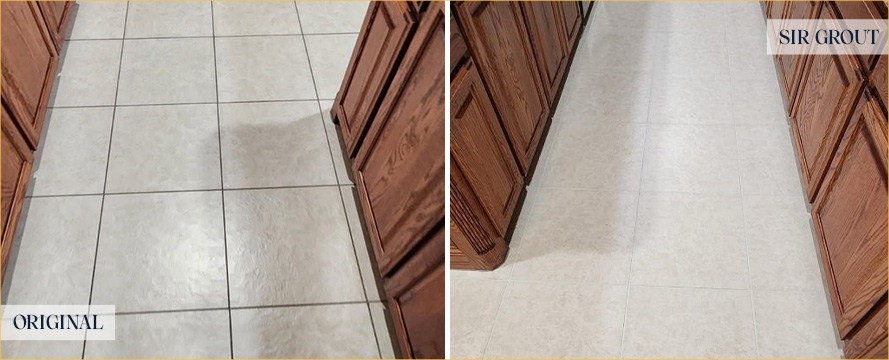 Floor Before and After a Flawless Grout Sealing in Dallas, TX