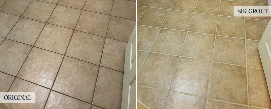 Floor Before and After an Excellent Grout Cleaning in Allen, TX