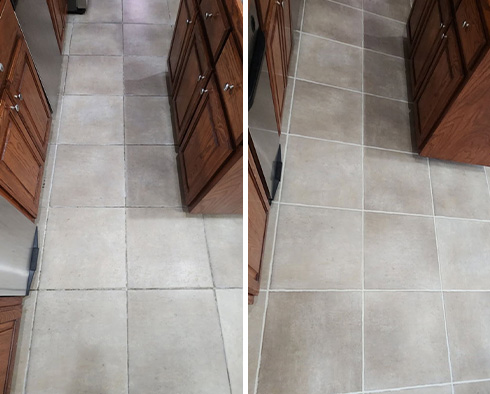 Floor Before and After a Grout Sealing in Plano, TX