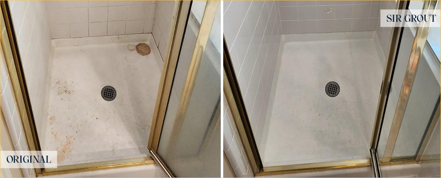 Shower Before and After an Excellent Tile Cleaning in Grapevine, TX