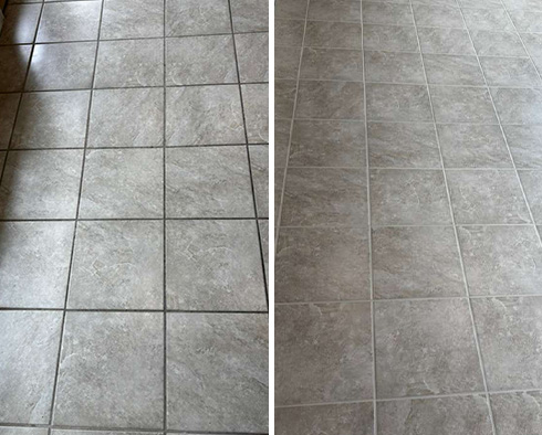 Floor Before and After a Grout Cleaning in Addison, TX