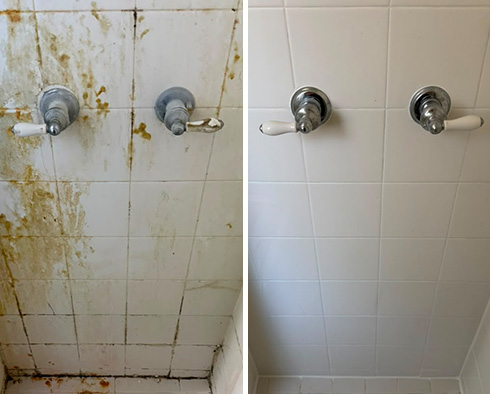 Shower Before and After a Tile Cleaning in North Richland Hills, TX