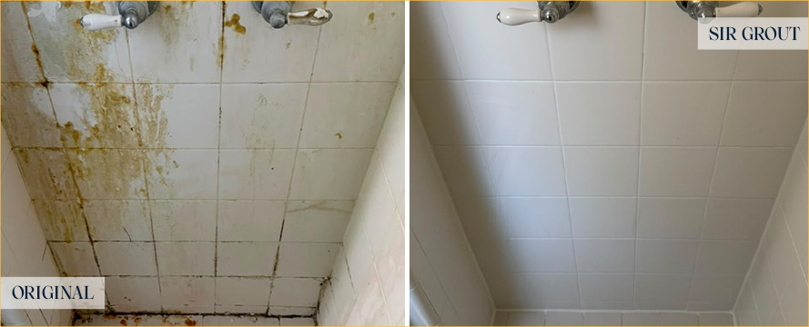 Shower Before and After a Flawless Tile Cleaning in North Richland Hills, TX