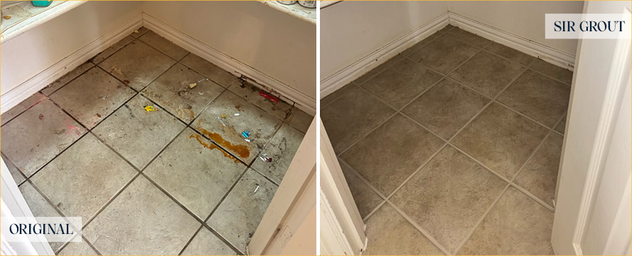 Floor Before and After a Superb Grout Cleaning in Flower Mound, TX
