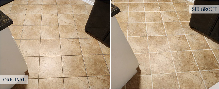 Floor Before and After a Flawless Tile Cleaning in Keller, TX