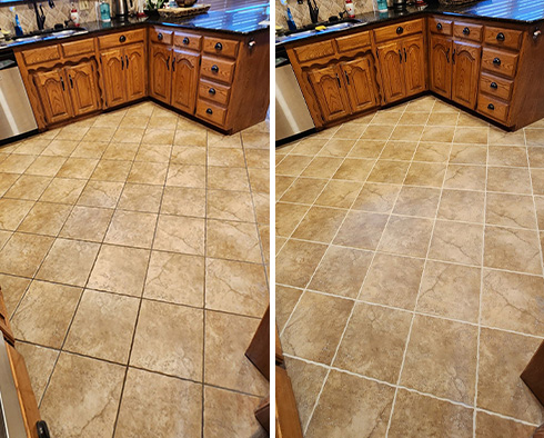 Floor Before and After a Tile Cleaning in Keller, TX