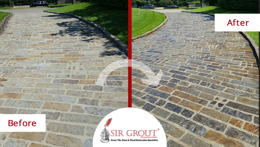 Before and After Picture of a Stone Sealing in Plano, TX