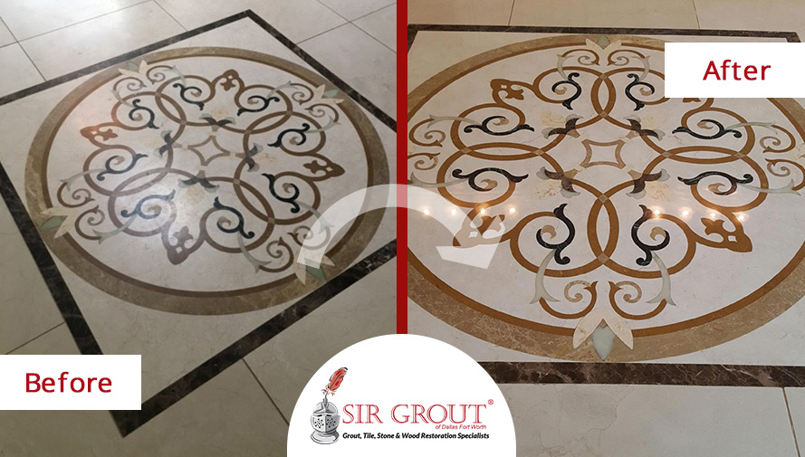 Before and After Picture of a Stone Polishing in Dallas, Texas