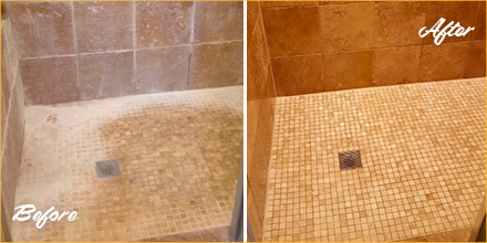 Check Out How Years of Soap-Scum and Mold Buildup Were Removed from This  Shower with a Tile Cleaning Job