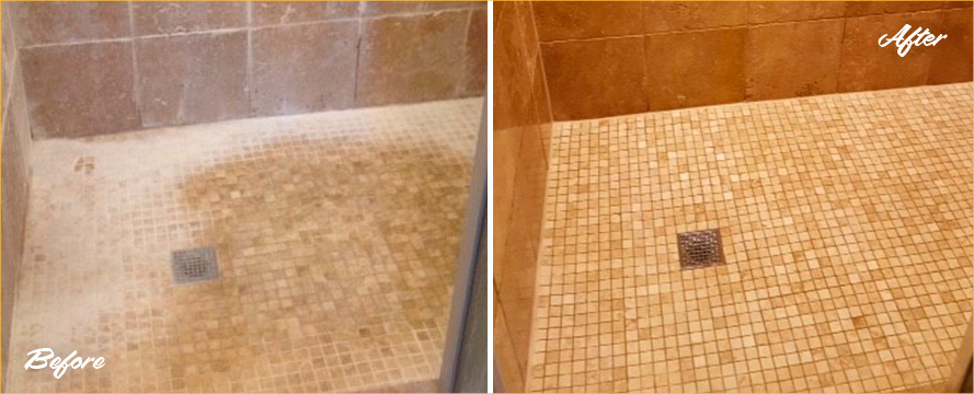 Before and After Picture of a Tile Cleaning Service in Dallas, TX
