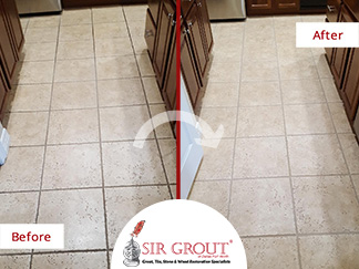 Before and After Picture of Tile Cleaning Service in Dallas, TX
