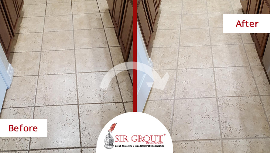 Before and After Picture of Tile Cleaning Service in Dallas, TX
