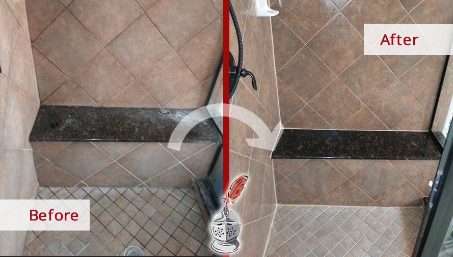 Before and after Picture of How This Shower Recovered Its Appealing Look Thanks to a Grout Cleaning Job in Dallas, TX