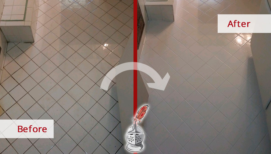 Before and After Picture of a Bathroom Tile and Grout Cleaning Job in Dallas, TX