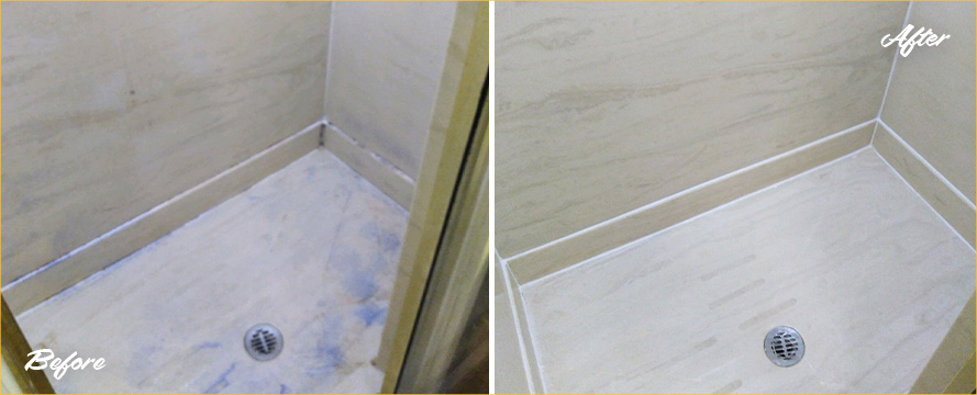 Before and After Picture of Grout Sealing in Dallas, TX