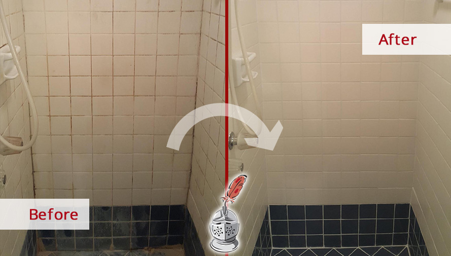 Before and After Image of a Grout Cleaning in Dallas, TX