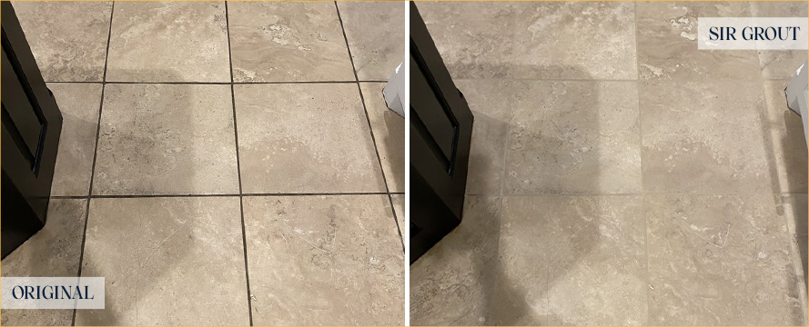 Before and After Picture of a Stone Cleaning in Grapevine, TX