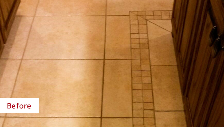 Picture of a Floor Before a Grout Recoloring in Dallas, TX